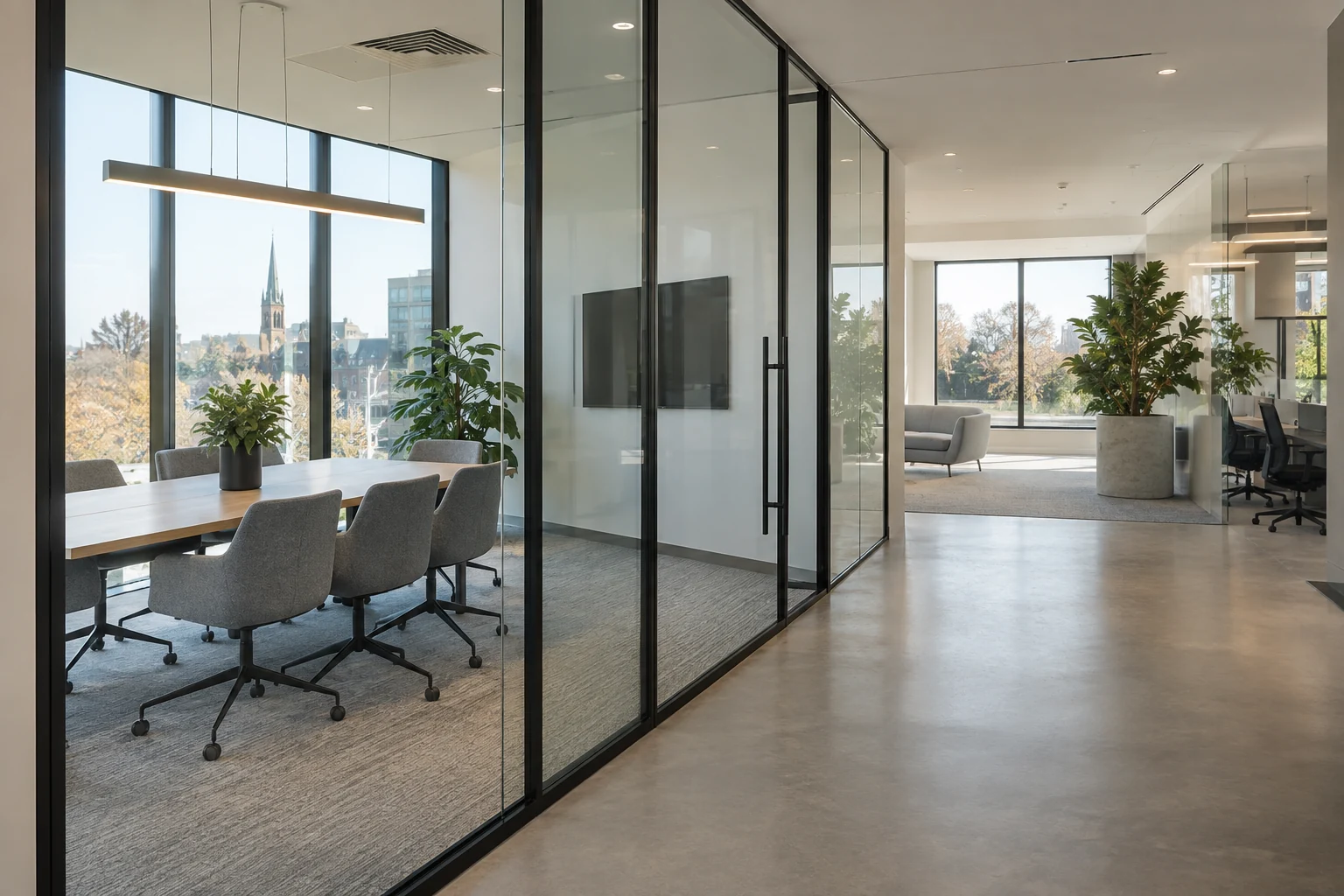 Commercial glazed office partitions