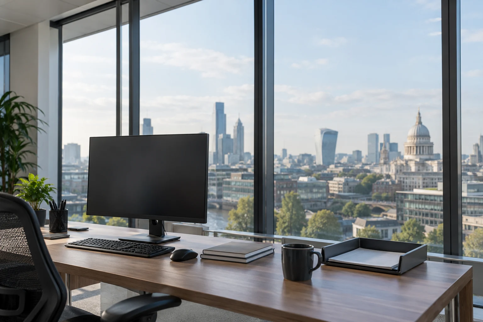 Office glass with anti-glare window film
