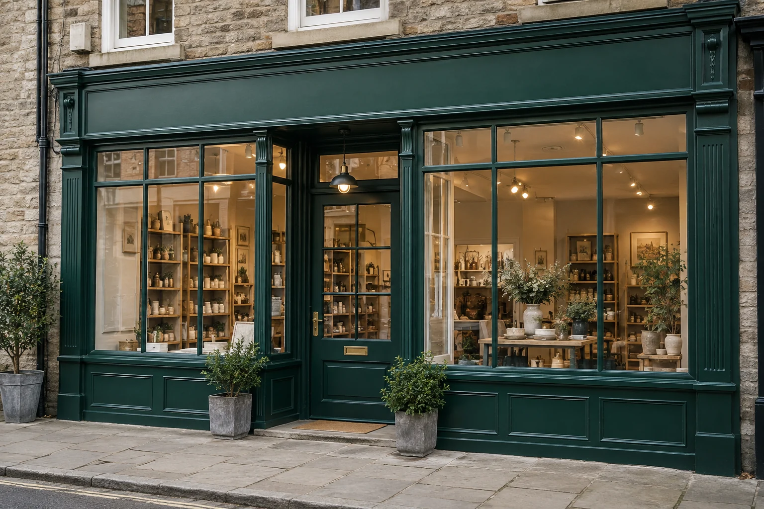 Painted timber retail frontage